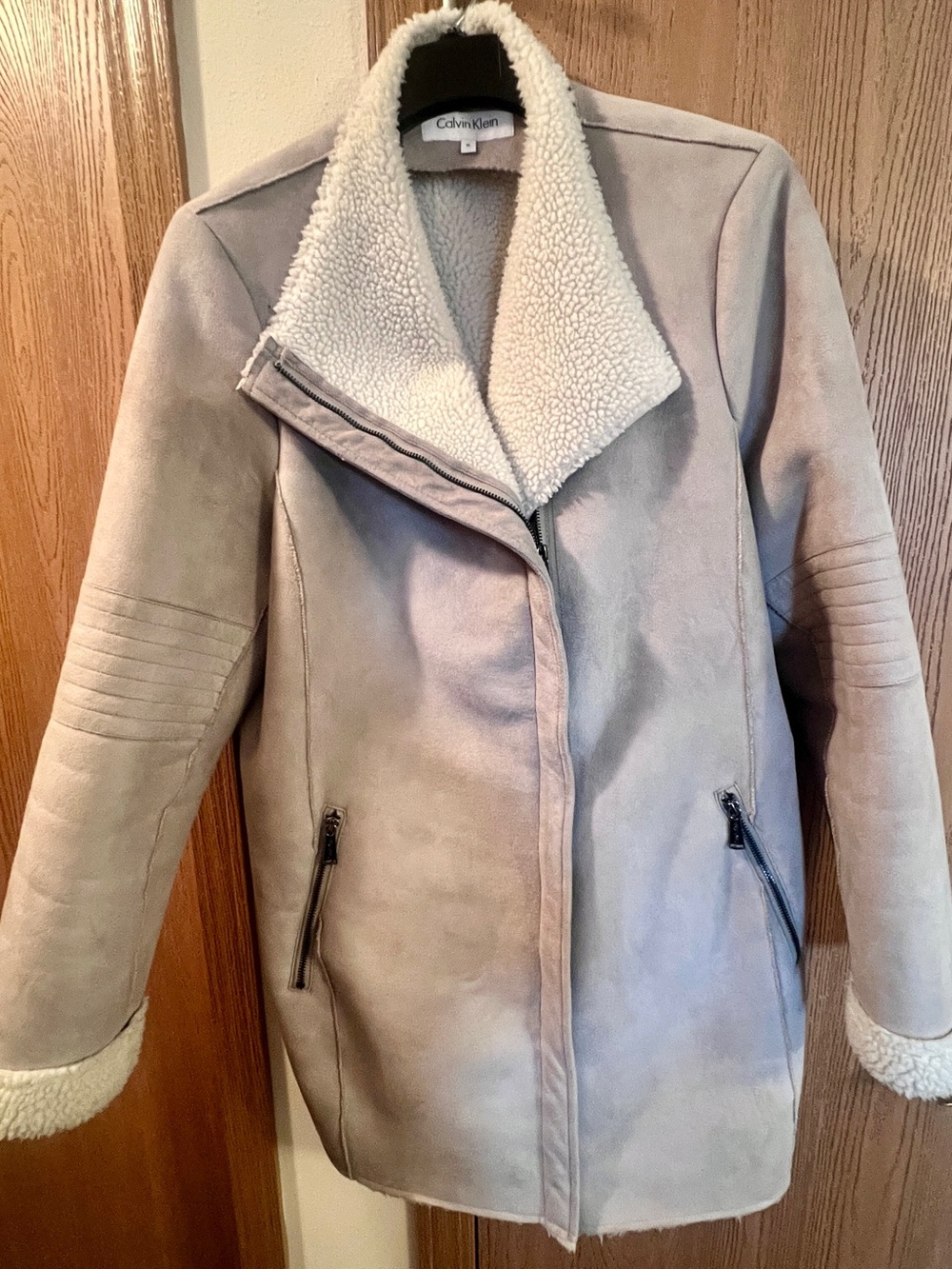 Calvin Klein Gray Faux-Shearling Teddy Jacket